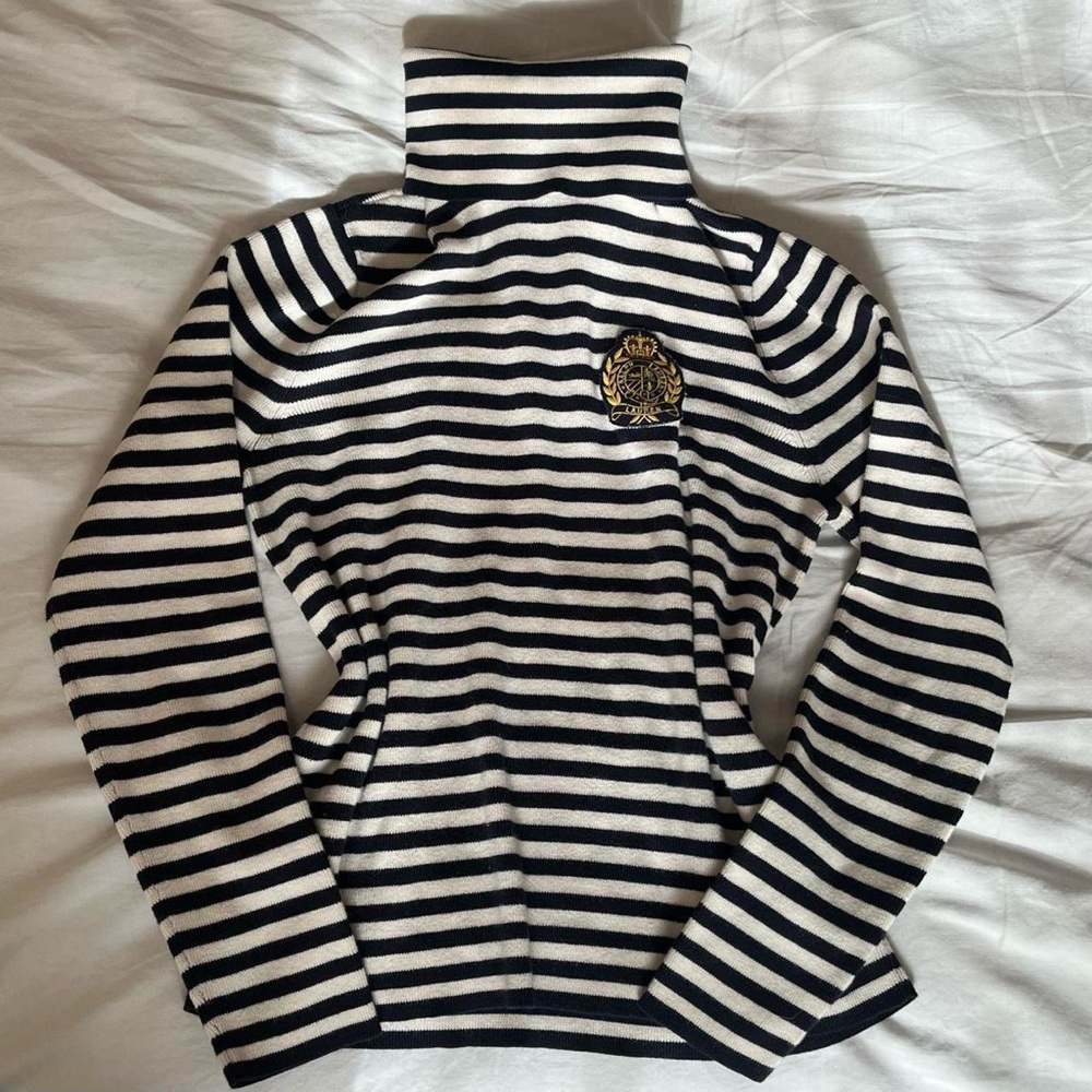 Ralph Lauren Striped Black and White Turtleneck Sweater